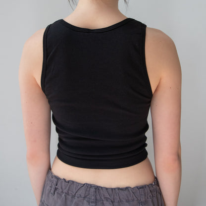 Black Embroidery Crop Tank